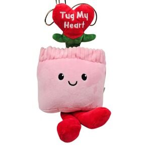 Red & Pink Tug My Heart Plush Squeak Crinkle Pet‎ Toy Flower Pot Valentine's Day